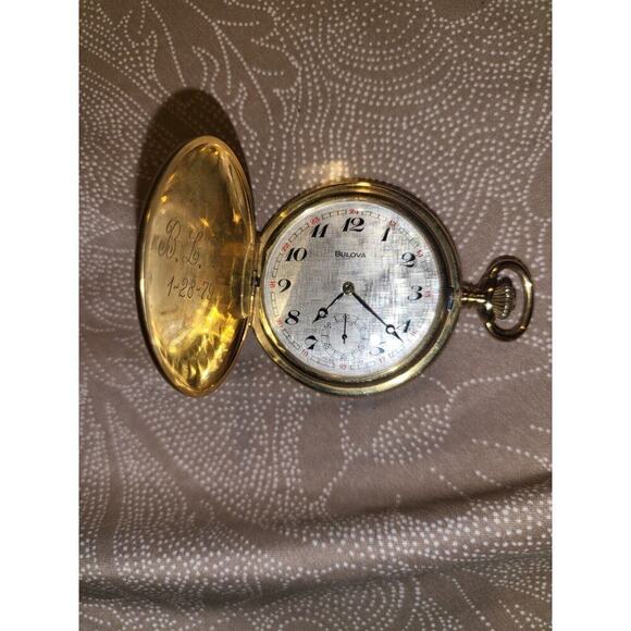 Vintage Swiss Made Bulova Gold Filled Pocket Watch